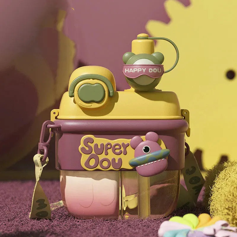 Double Drinking Plastic Cup With Rope Outdoor Portable - Bellarte Enchanté Double Drinking Plastic Cup With Rope Outdoor Portable